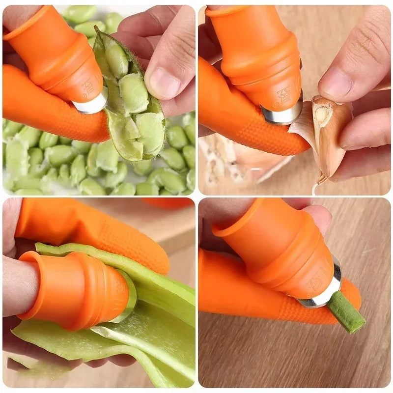 Household Kitchen Gardening Silicone Thumb Knife Finger Protector Farm Vegetable Fruit Picker Gears Cutting Harvesting Tools