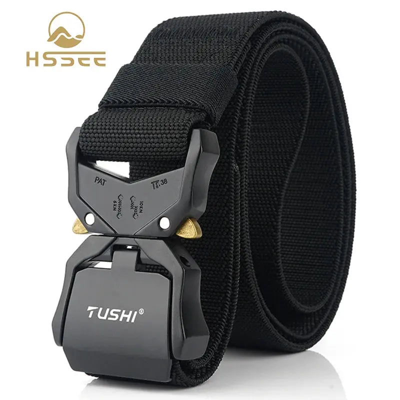New Elastic Belt Official Genuine Hard Metal Quick Release Buckle Men'S Tactical Belt Male Accessories Dropshipping