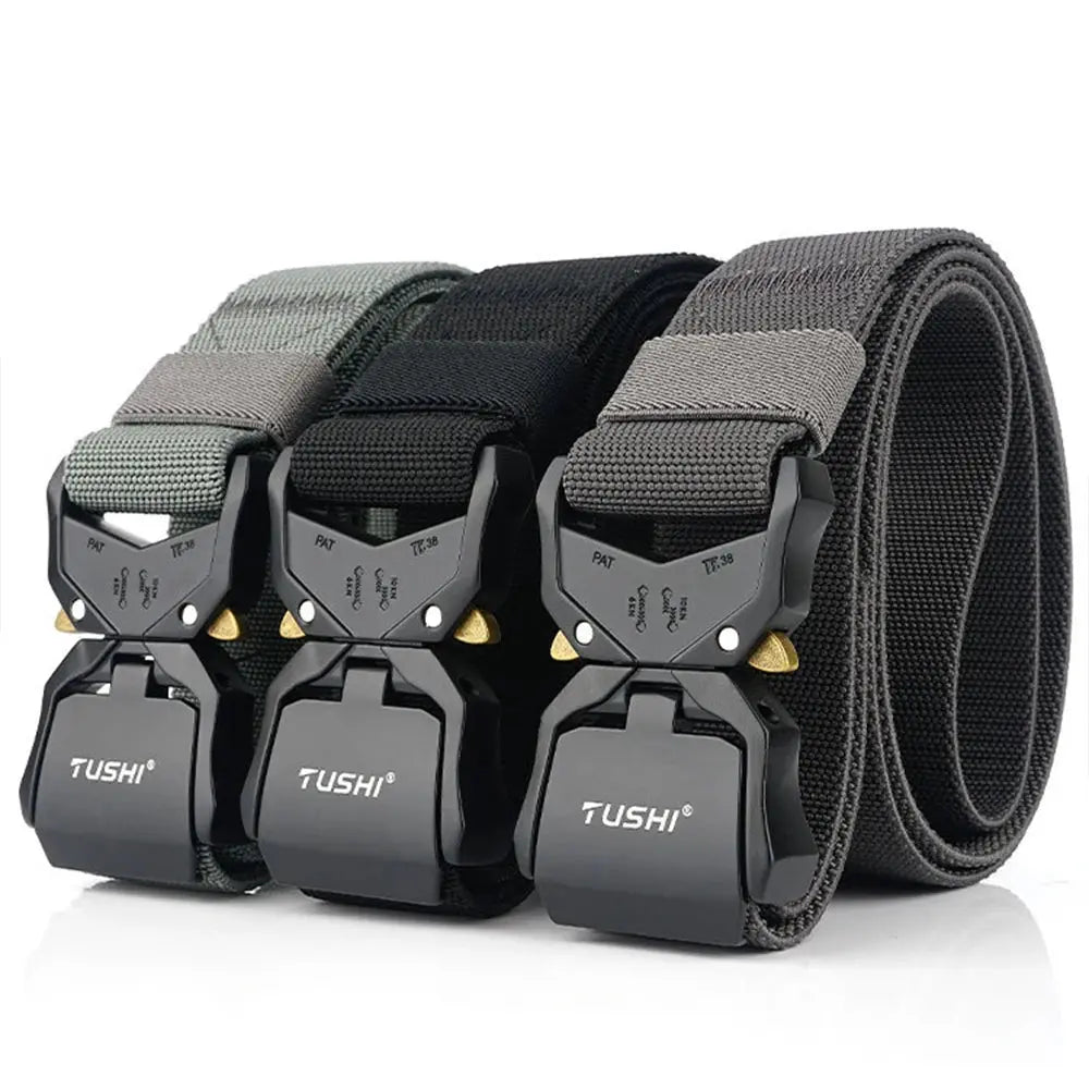 New Elastic Belt Official Genuine Hard Metal Quick Release Buckle Men'S Tactical Belt Male Accessories Dropshipping