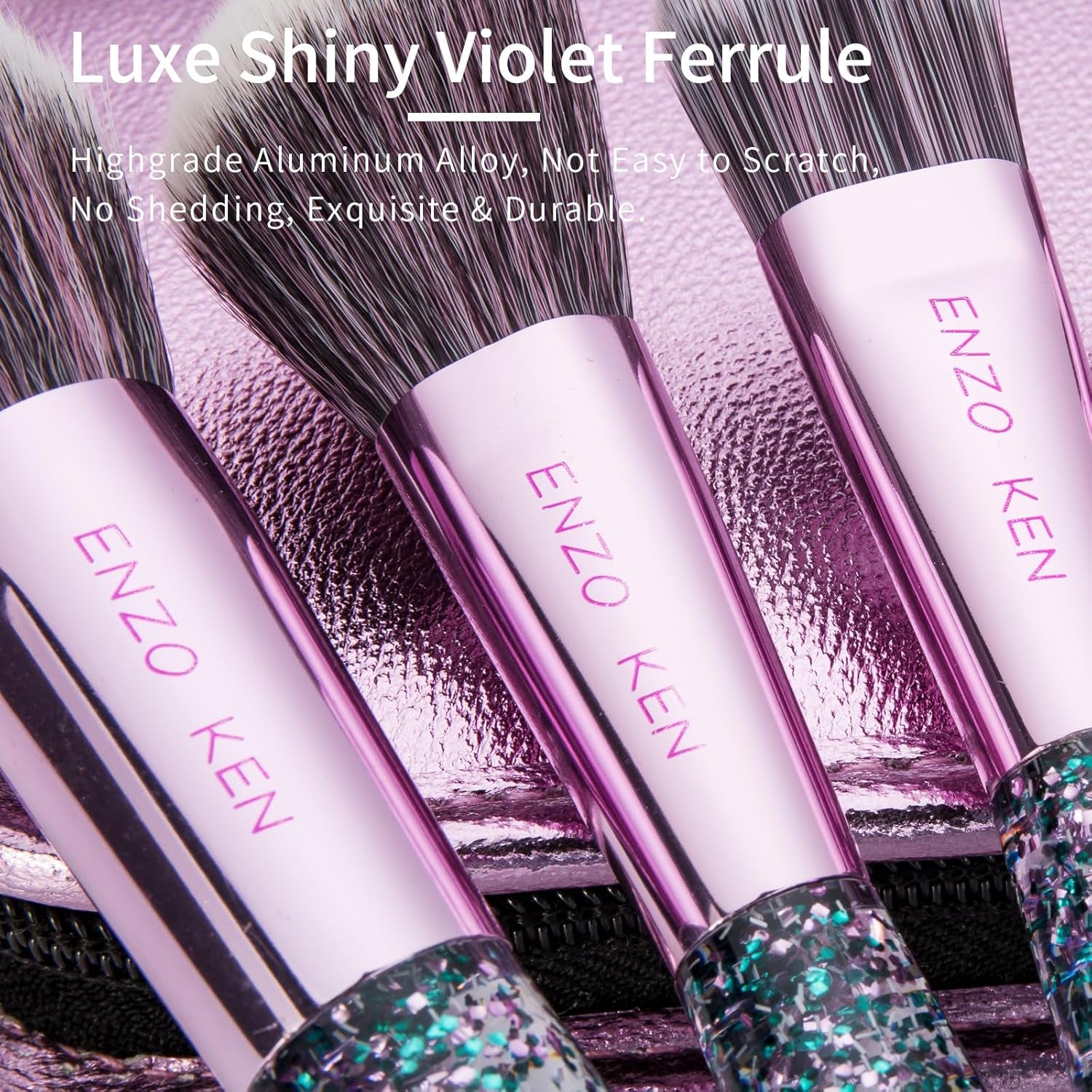 Glitter Makeup Brushes Set Professional, Vegan Makeup Brush Set with Case, Cosmetic Brushes Makeup Set, Make up Brushes Vegan, Purple Make up Brushes Set Professional, Makeup Brush Set Vegan.