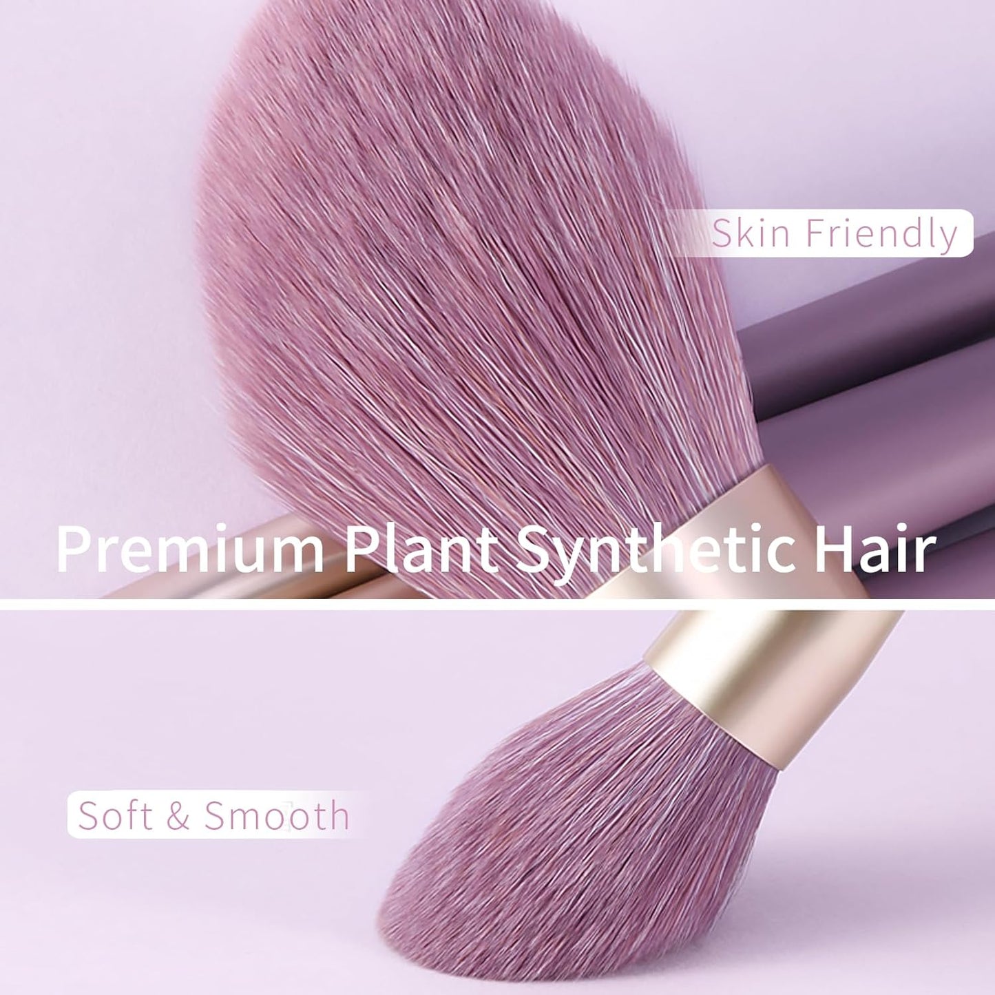 Purple Natural Fiber Makeup Brushes Set with Case, Vegan Makeup Brush Set Professional by , Colorful Cosmetic Brushes Makeup Set, Make up Brush Set Professional, Purple Makeup Brush Set Vegan.