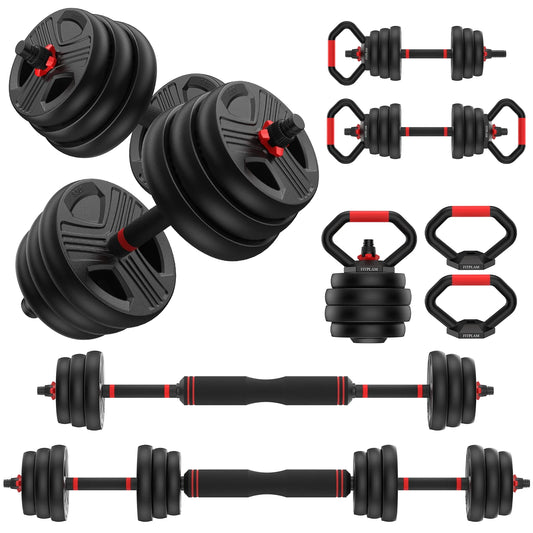 Adjustable Dumbbells, 55Lbs Free Weight Set with Connector, 4 In1 Dumbbells Set as Barbell, Kettlebells, Push up Stand, Fitness Exercises for Home Gym Suitable Men/Women