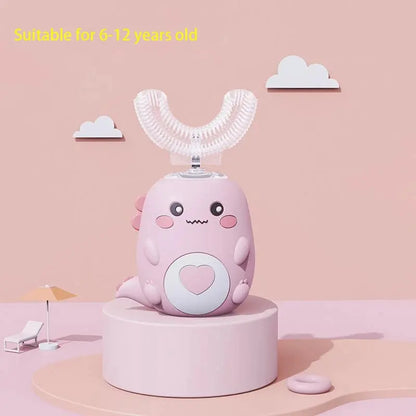 Children U-Shaped Electric Toothbrush 360 Degrees Smart Cartoon Kids Silicone Toothbrush Automatic Rechargeable Sonic Toothbrush