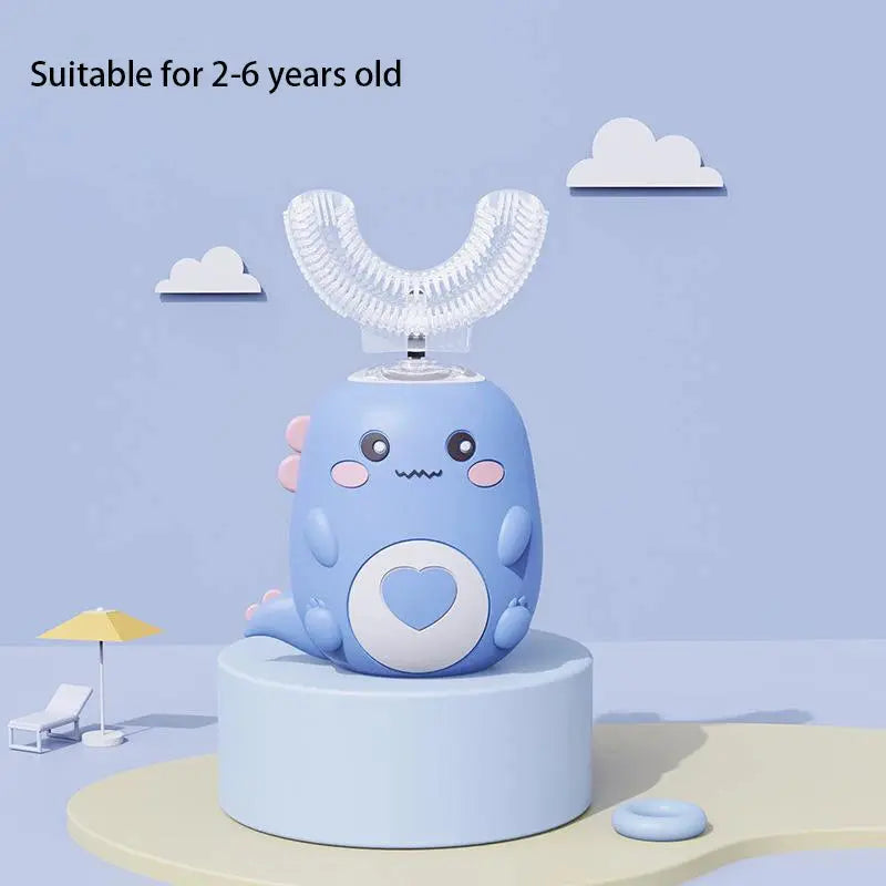 Children U-Shaped Electric Toothbrush 360 Degrees Smart Cartoon Kids Silicone Toothbrush Automatic Rechargeable Sonic Toothbrush